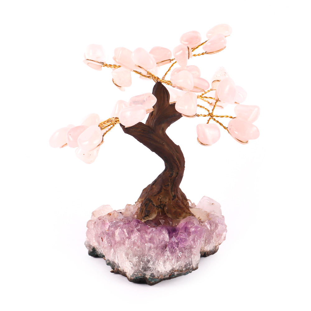 Árvore de Pedra Natural de Quartzo Rosa - Nº1 - 10cm