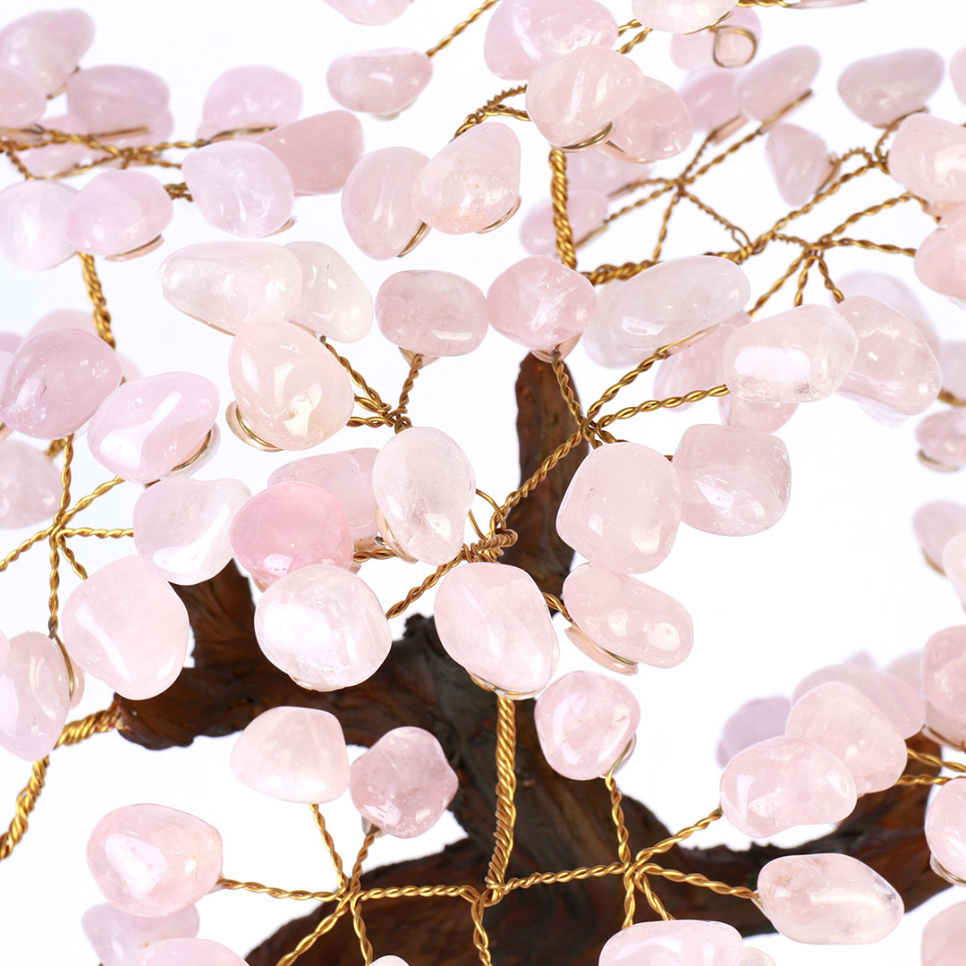 Árvore de Pedra Natural Quartzo Rosa - Nº4 - 30cm