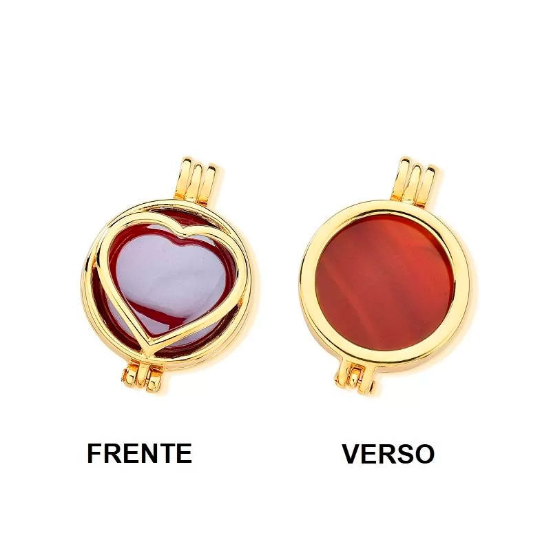 Colar Relicário perolado Combo com 7 pedras - Folhado a ouro - 01