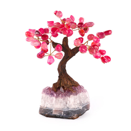 Árvore de Pedra Natural Ágata Rosa - Nº2 - 15cm