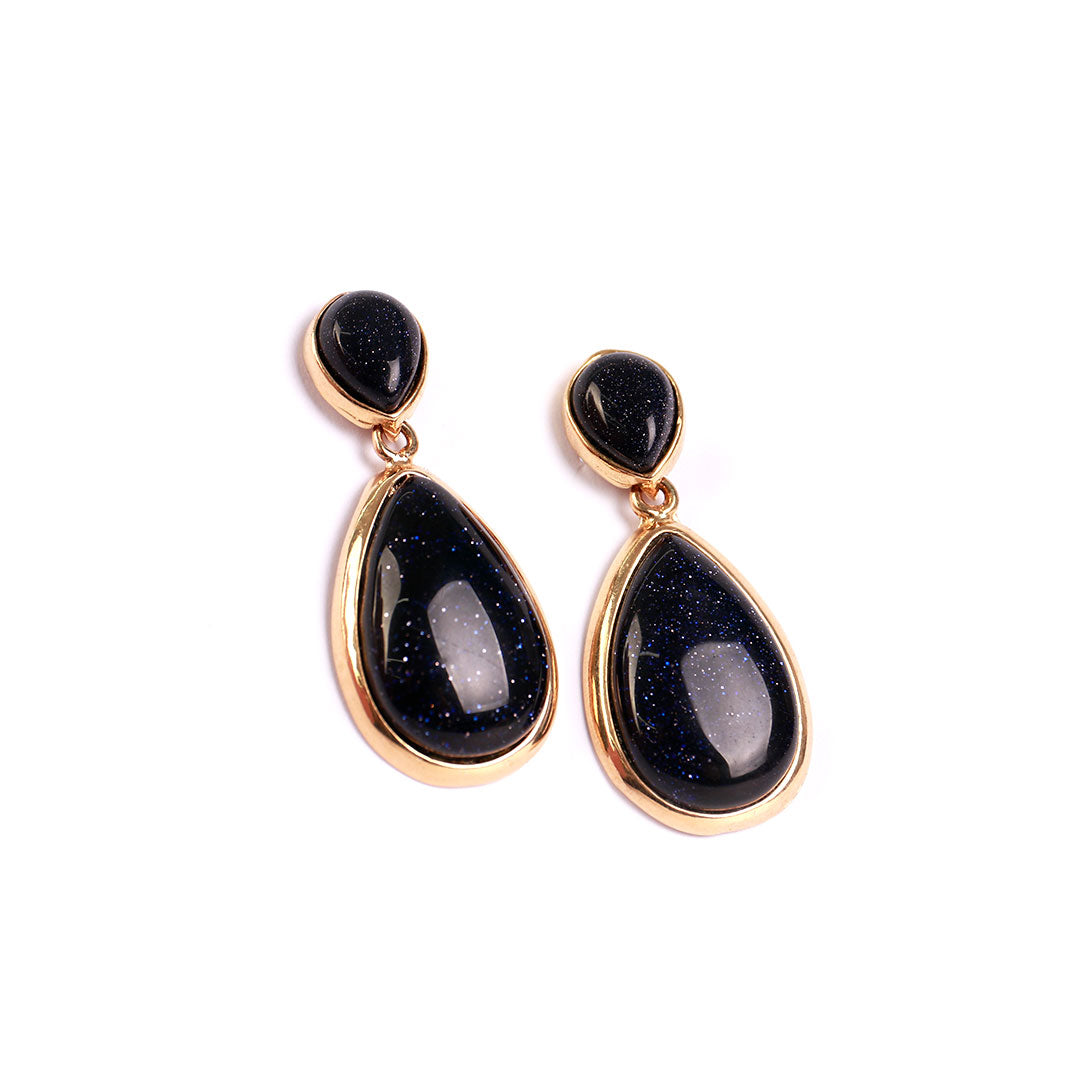 Brinco Gota Dupla Pedra Estrela - Folhado a ouro - 05