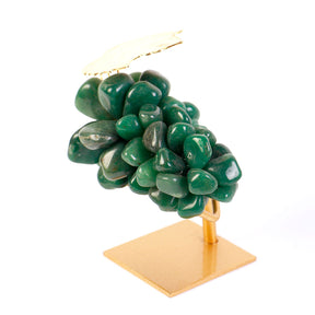 Cacho de Uvas de Pedra Natural de Quartzo Verde Extra - Pequena com suporte