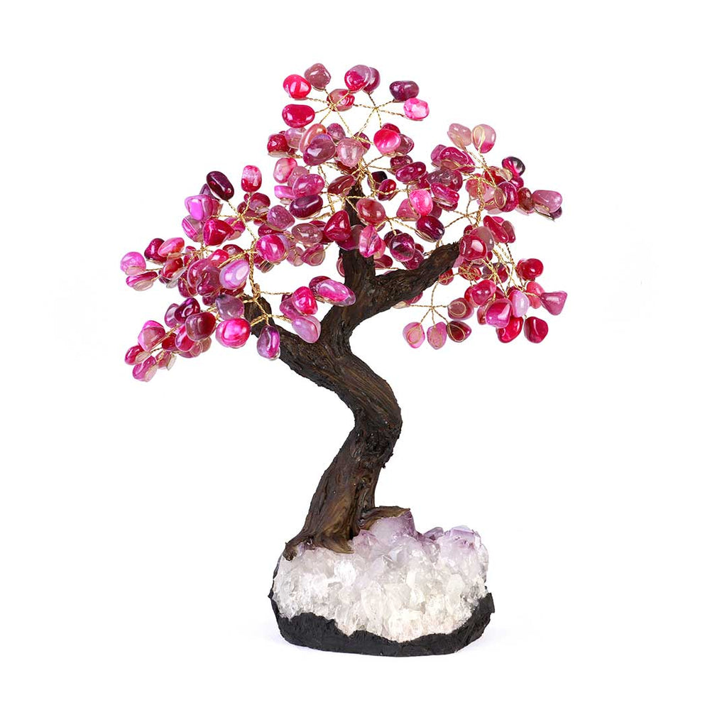 Árvore de Pedra Natural Ágata Rosa - Nº4 - 30cm