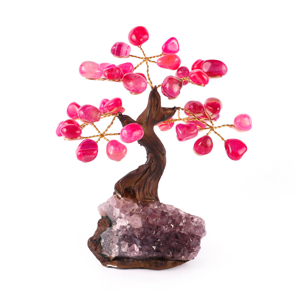 Árvore de Pedra Natural de Ágata Rosa - Nº1 - 10cm