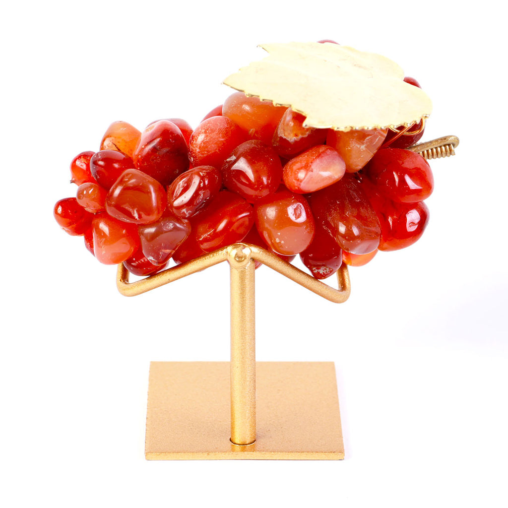 Cacho de Uvas de Pedra Natural de Ágata de Fogo - Pequena com suporte