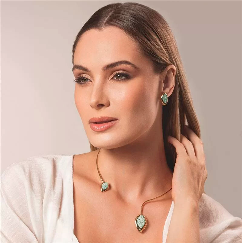 Conjunto fragmentado Rodonita Rosa - Folhado a ouro - 03
