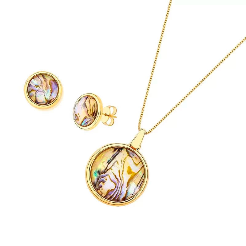 Conjunto Abalone - Folhado a ouro - 07
