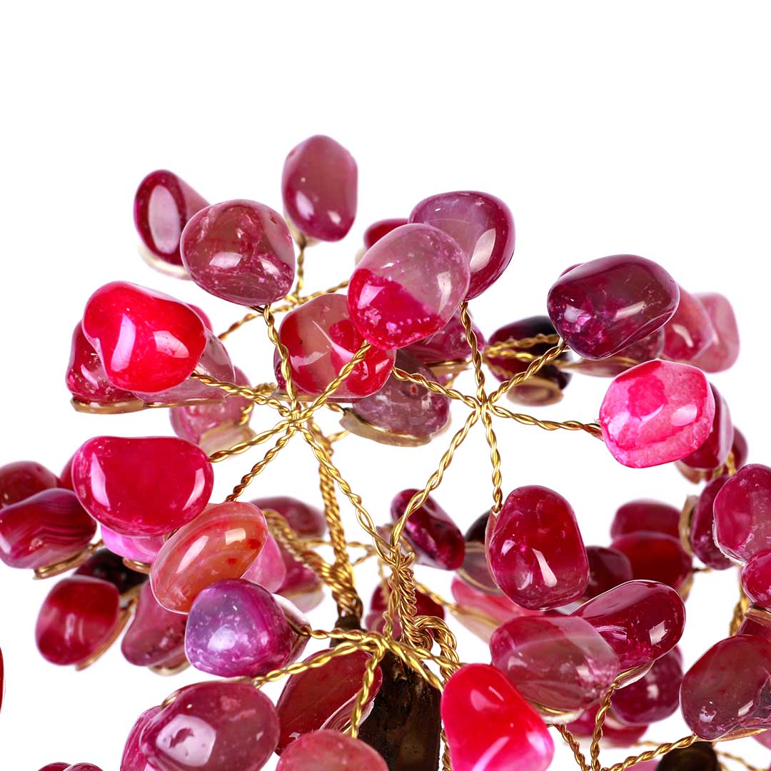 Árvore de Pedra Natural Ágata Rosa - Nº4 - 30cm