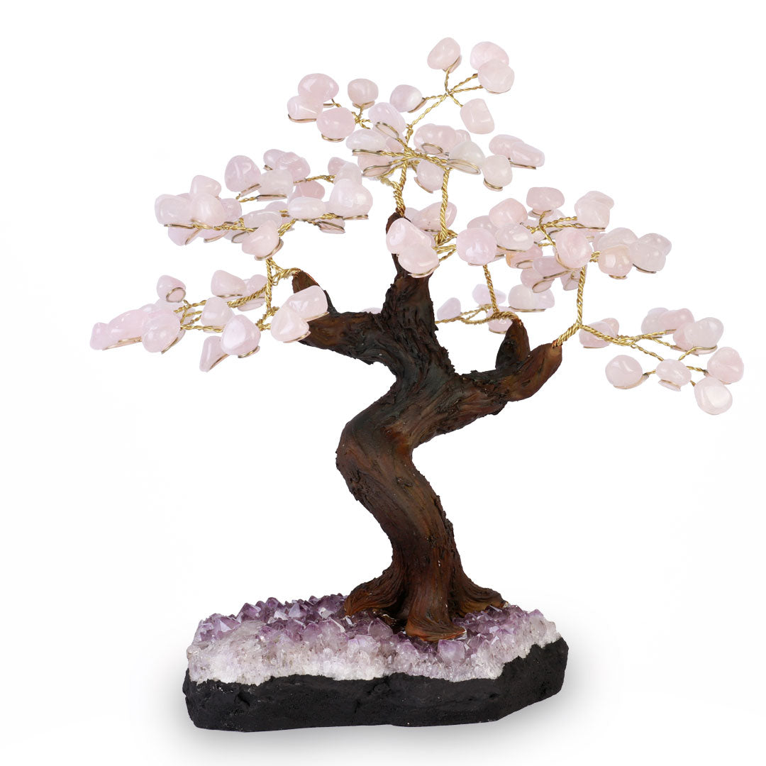 Árvore de Pedra Natural Quartzo Rosa - Nº3 - 20cm
