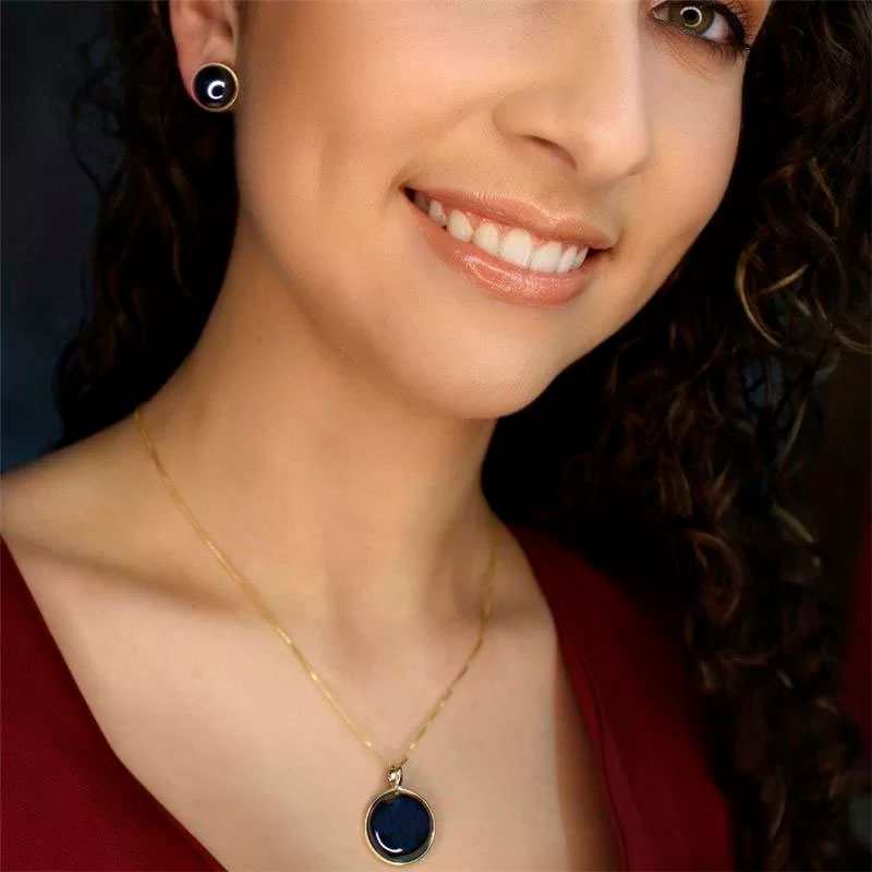 Conjunto Ágata Preta - Folhado a ouro - 01