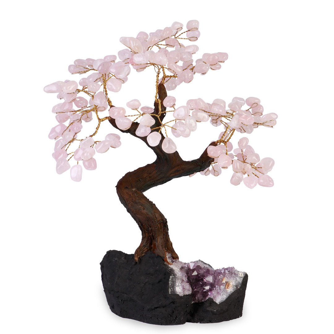 Árvore de Pedra Natural Quartzo Rosa - Nº4 - 30cm
