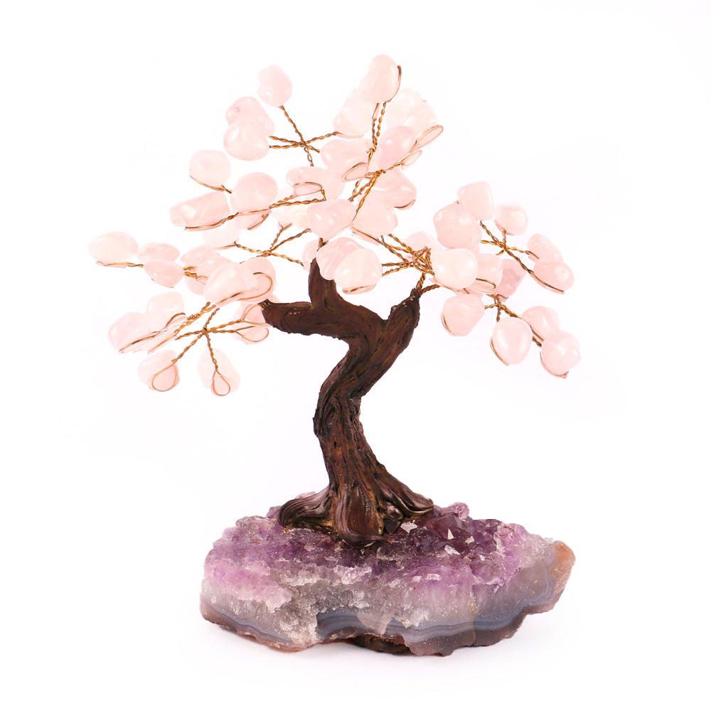 Árvore de Pedra Natural Quartzo Rosa - Nº2 - 15cm