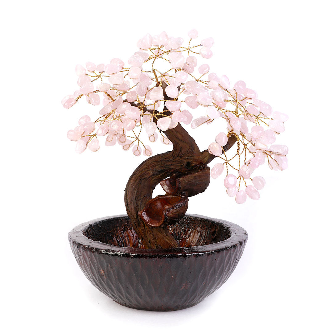 Fonte Árvore de Pedra Natural Quartzo Rosa - Nº1 - 30cm