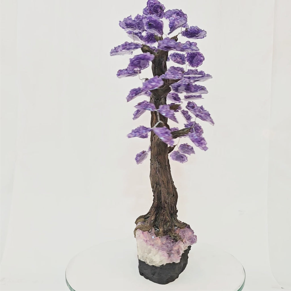 Árvore de Cascalho de Ametista Resinada com Base de Ametista - Nº 4 - 42cm