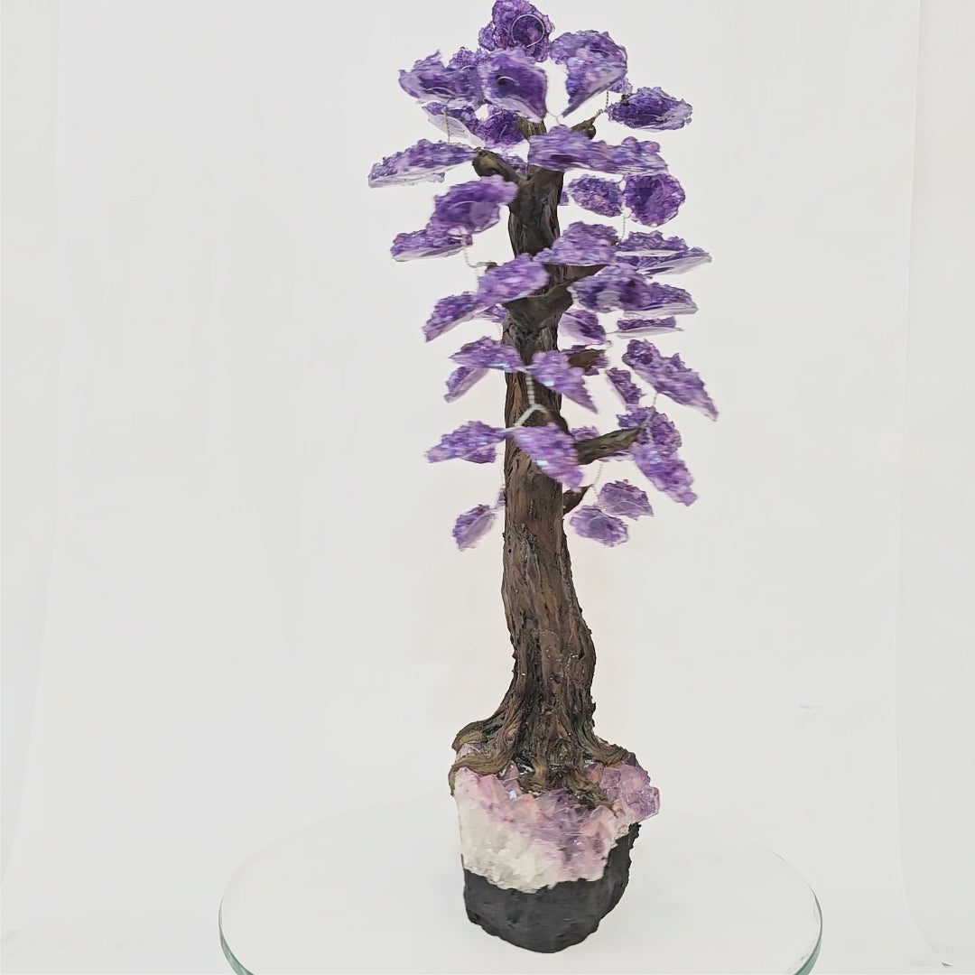 Árvore de Cascalho de Ametista Resinada com Base de Ametista - Nº 4 - 42cm