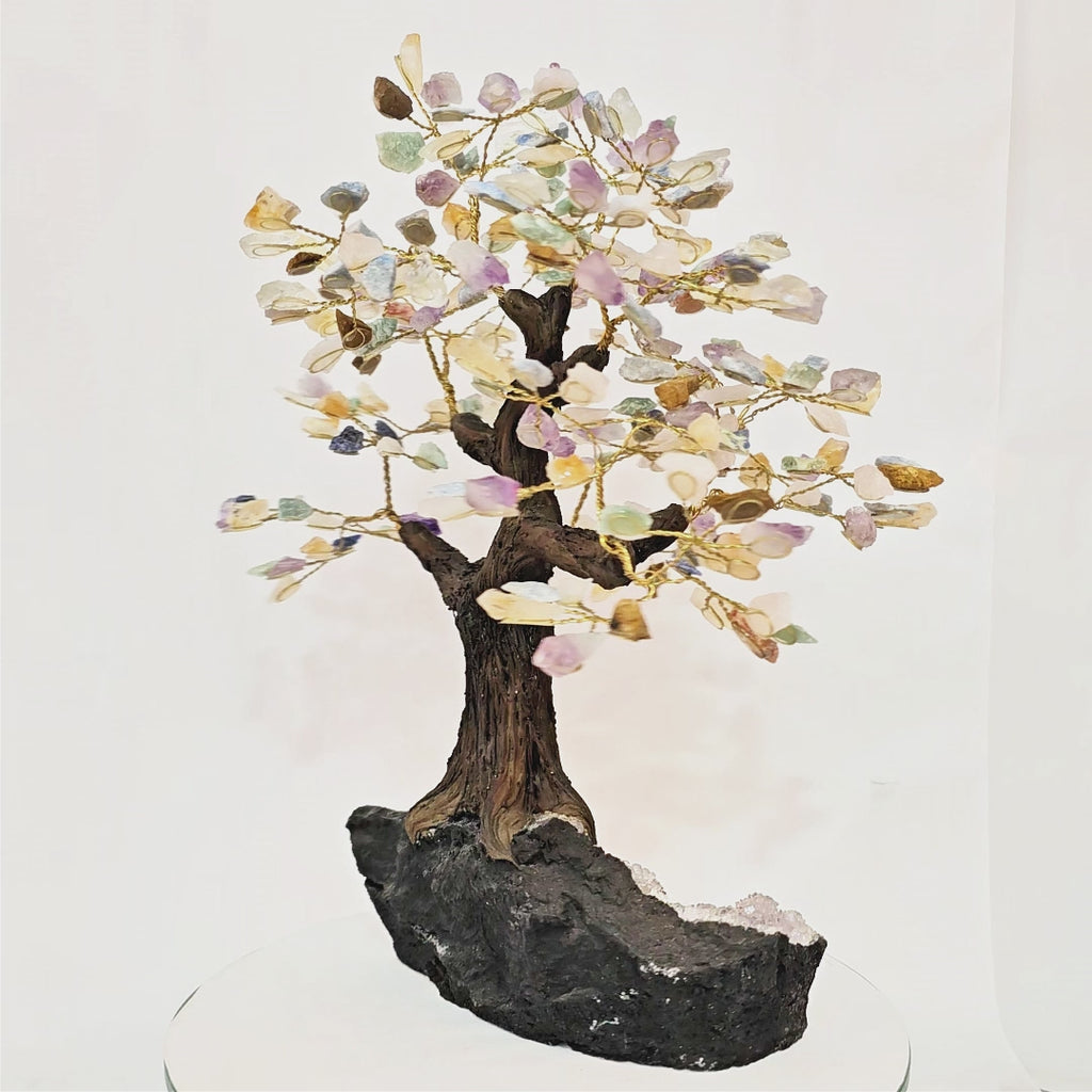 Árvore Multicolor Bruta com Base de Ametista - 36cm