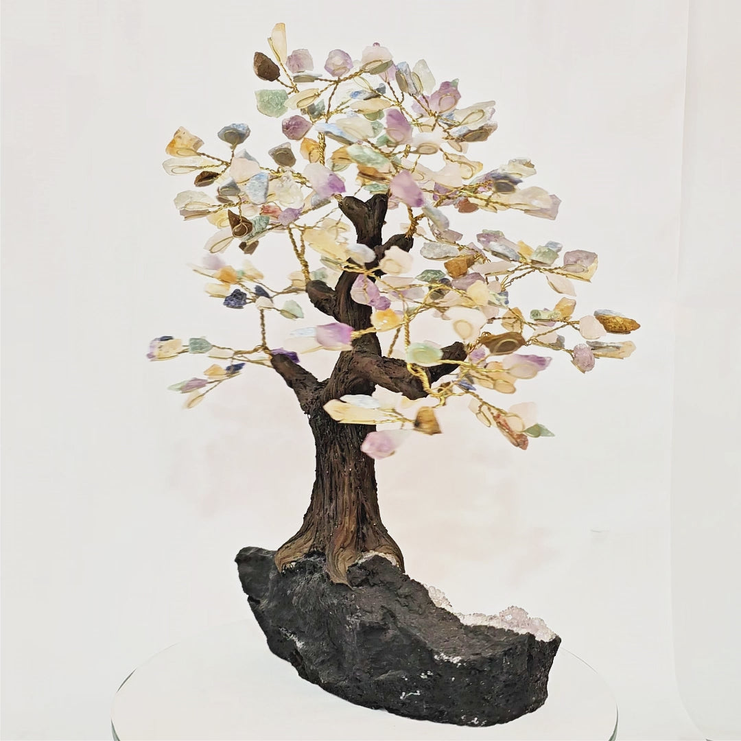 Árvore Multicolor Bruta com Base de Ametista - 36cm